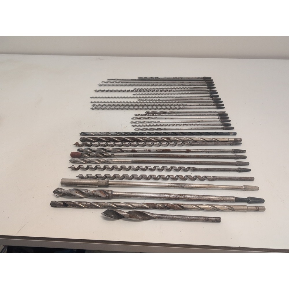 Huge Lot Of 30 Vintage Antique Drill Bits Bell System, B&A, Made In USA